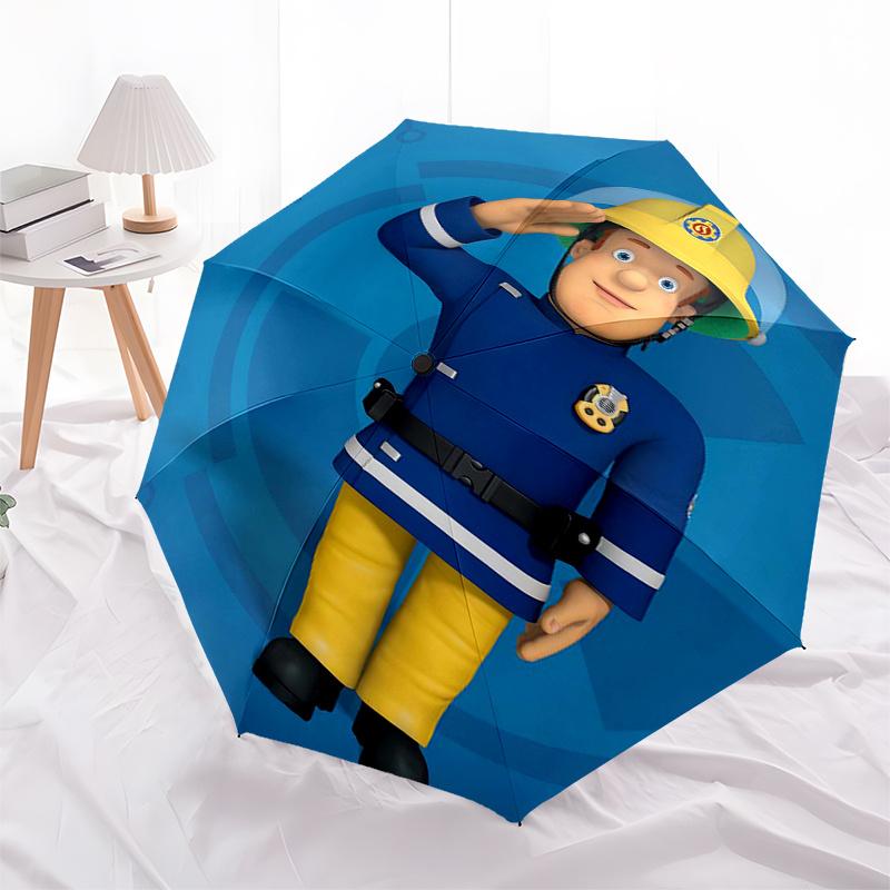 Fireman Fire Trucks Themed Travel Umbrella-8 Ribs Automatic Opening and Closing, Portable Folding Design, Compact and Stylish Umbrella Suita