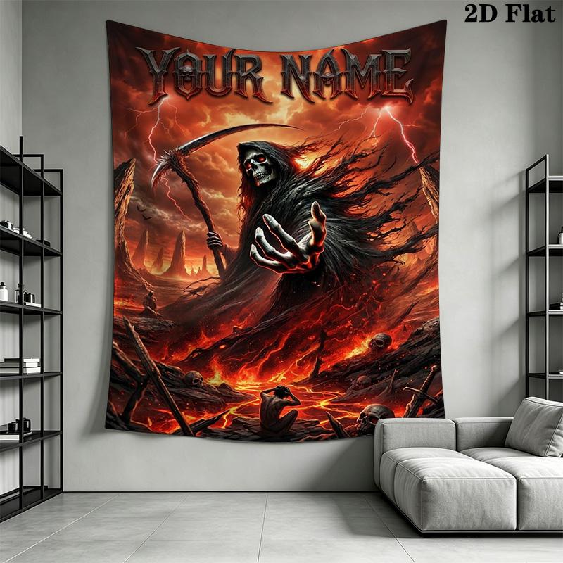 Name Custom Reaper Wall Tapestry Aesthetic Wall Hanging Printed Fabric Blanket Decorative Tapestries for Bedroom Living Room Home Decor