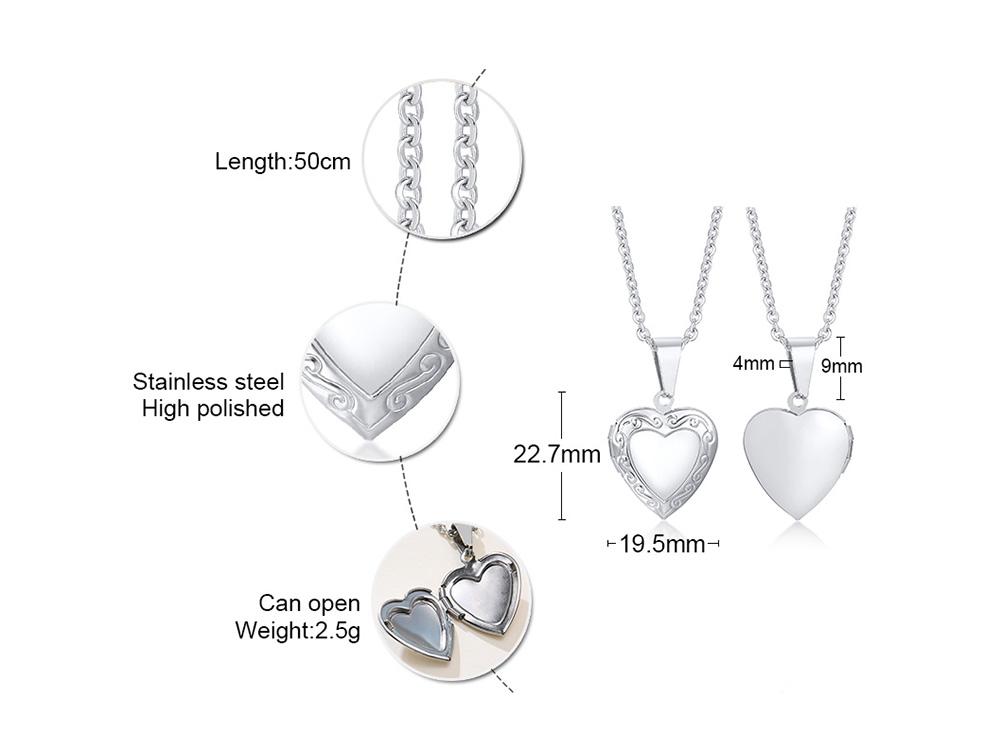 

Chic Locket Heart Pendant Necklace for Women,Stainless Steel Openable Shell Pendants,Photo Frame Necklace,Fashion Jewelry Gift