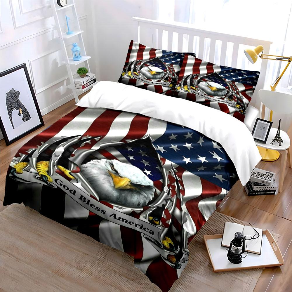 Eagle, American Flag, Text. Bedding Sets Duvet Cover Sets Duvet Covers Pillowcases(1 * Duvet Cover 2 * Pillowcases Without Duvet Insert)