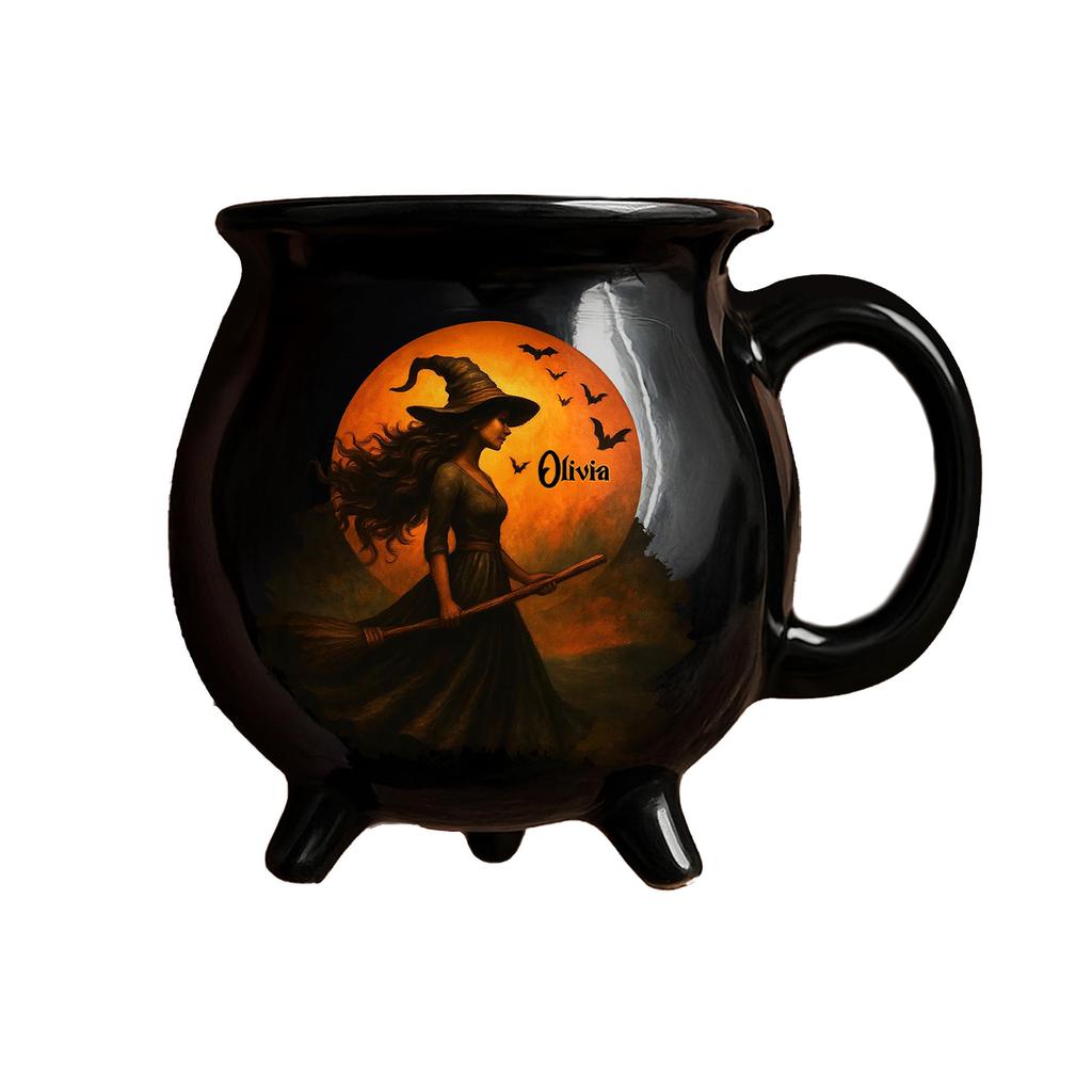 Witch Cauldron Mug, Personalized Witch Brewing Cauldron Pottery Mug, Witch Mug Halloween Coffee Mug, Give You A Brewing Mug Gift