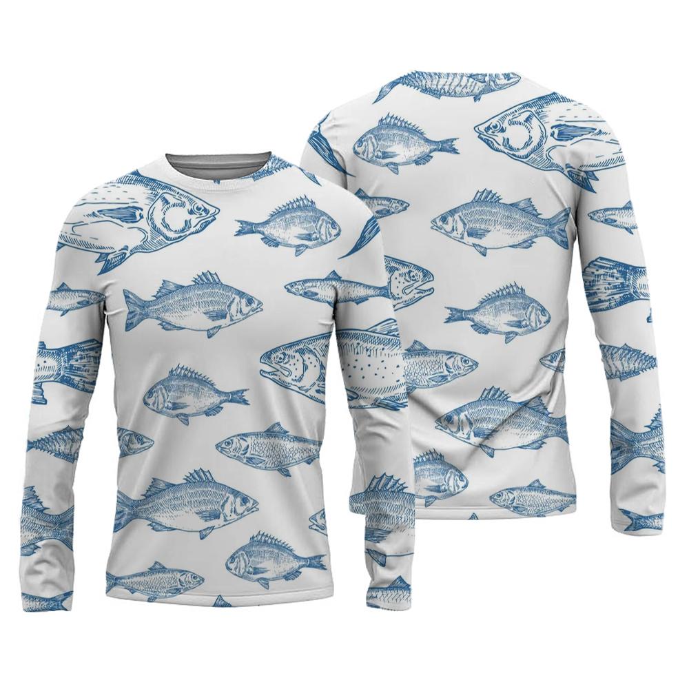 New Men's Fishing Shirts Customizable Print T-Shirt Fishing Apparel Long Sleeve Fishing Shirt Outdoor Sports Crewneck Tops 6XL