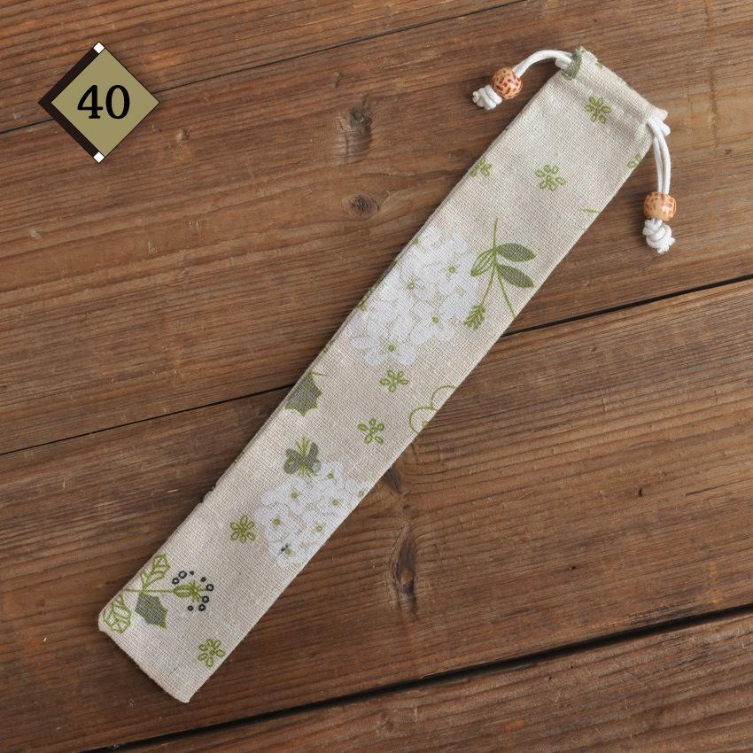 1pc Eco Friendly Canvas Drawstring Pouch Japanese Style for Chopsticks Spoon Straw Home Kitchen Travel Organizer
