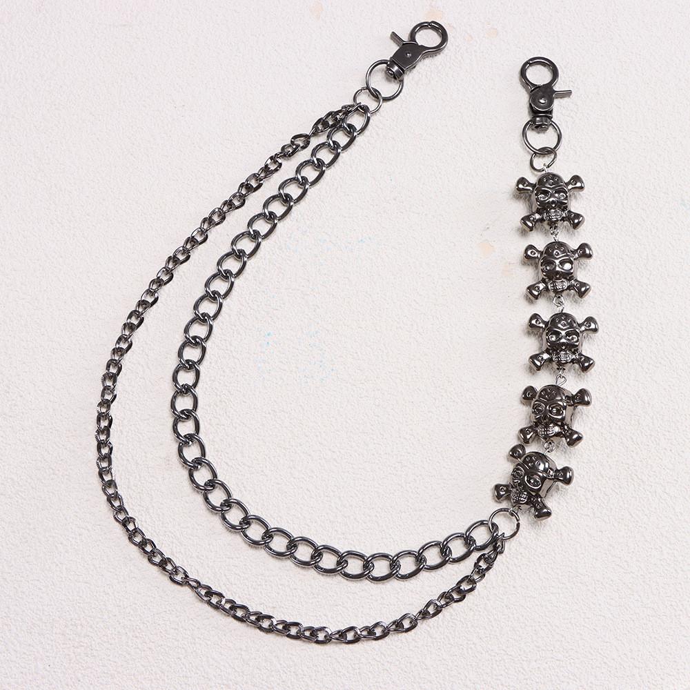 Gothic Skull Belt Chain Metal Hip Hop Double Layer Waist Accessory For Men Women