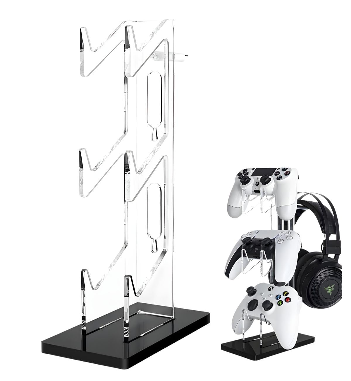 

[kouizam] 3-Tier Controller Stand, Headphone Holder, Compatible with PS4, PS5, Xbox, Switch, and Pro, Storage Rack for Game Controller Storage,