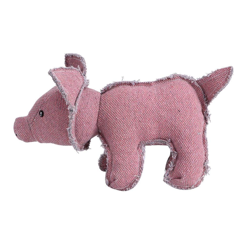 Pet Soft Canvas Fill Cotton Red Pig Shape Teeth Grinding Molar Chewing Biting Interactive Training Toy for Dogs