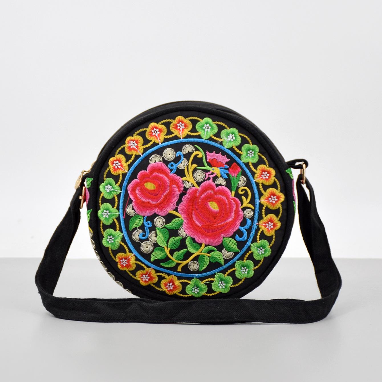 

Сумка через плечо из холста с цветочной вышивкой для женщин, сумка-мессенджер, сумка для мобильного телефона, кошелек, женские маленькие сумки через плечо, сумка через плечо ярко-розовый