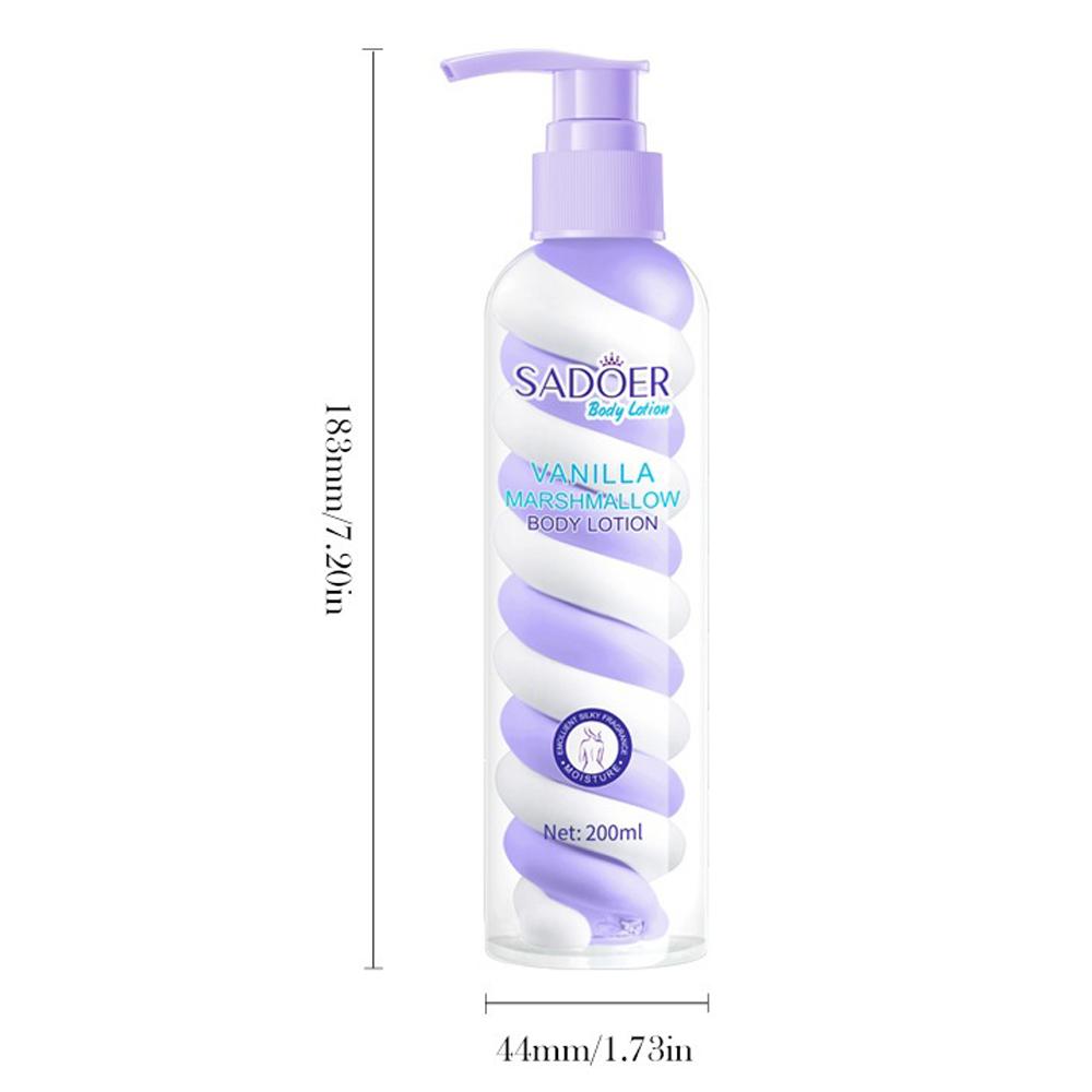 SADOER Vanilla Marshmallow Body Lotion: 24H Deep Hydrating Moisturizer for Dry & Rough Skin, Non-Greasy & Smooth, 200ml
