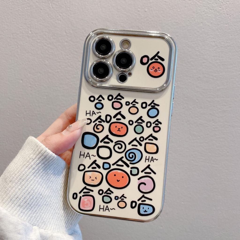 Funny Haha, Suitable for Apple Mobile Phone Case 16promax New 15promax Cartoon 14plus Electroplating 13