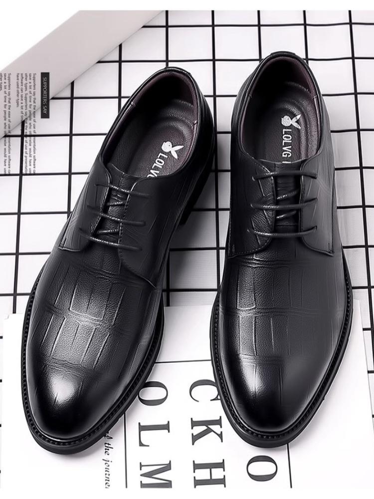 Men's Pointed Toe Dress Shoes Autumn British Style Formal Oxfords Breathable Wedding Groom Best Man Business Casual Derby