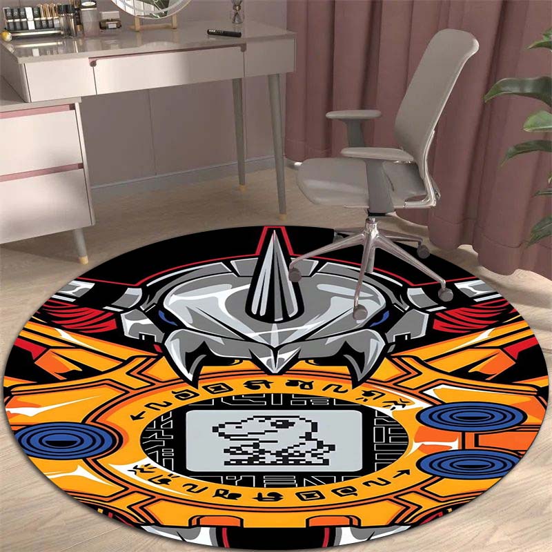 Runder Teppich mit Digimon-Motiv, geeignet zur Dekoration von Wohnzimmern, Schlafzimmern, Sofas und Spielzimmern; rutschfester Teppich für Kinder.999