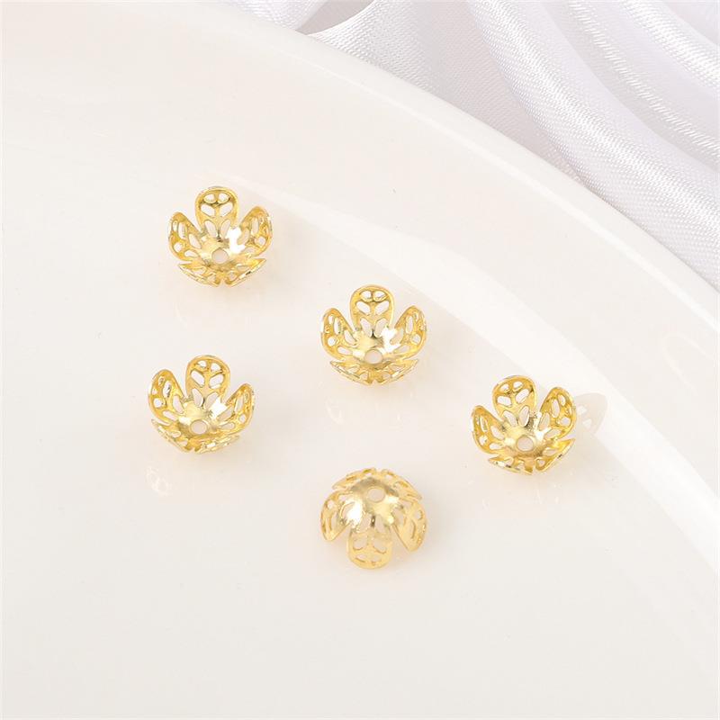 14K Gold Filled Flower Cap Bracelet DIY Jewelry Accessories with White Gold Beaded Spacers