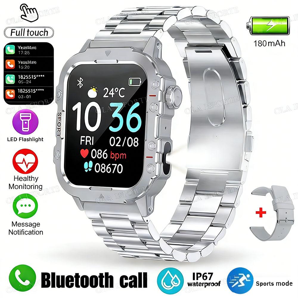 Military Smart Watch Men 3ATM Outdoor Sports Fitness Tracker Blood Pressure Health Monitoring BT Call GPS Smartwatch