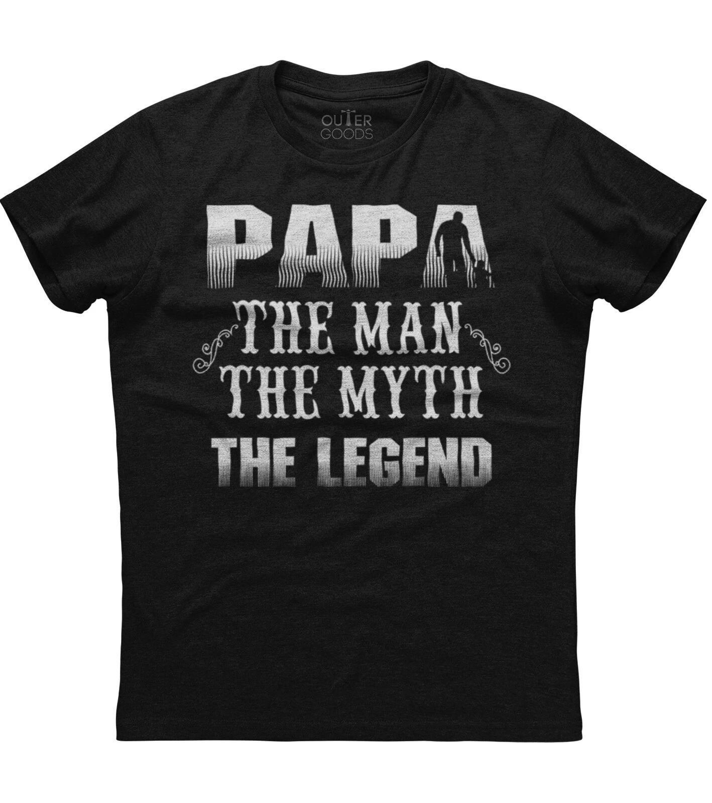 Papa The Man The Myth The Legend Mens Short Sleeve New Cotton Black T-shirt S