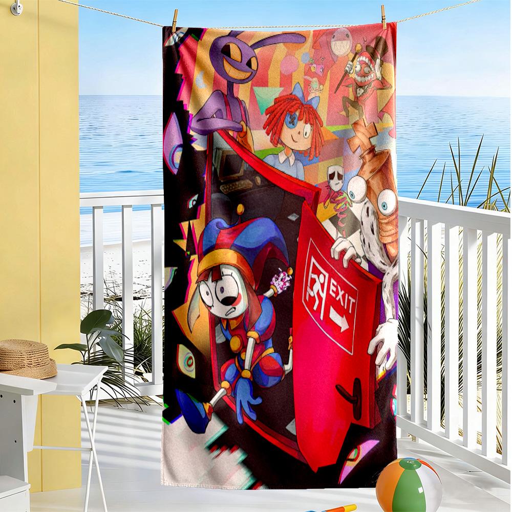 The Amazing Digital Circus Game Beach Towel Quick-Dry Soft Microfiber Comfortable Lightweight Suitable for Swimming, Gym, Camping, Yoga Vacation