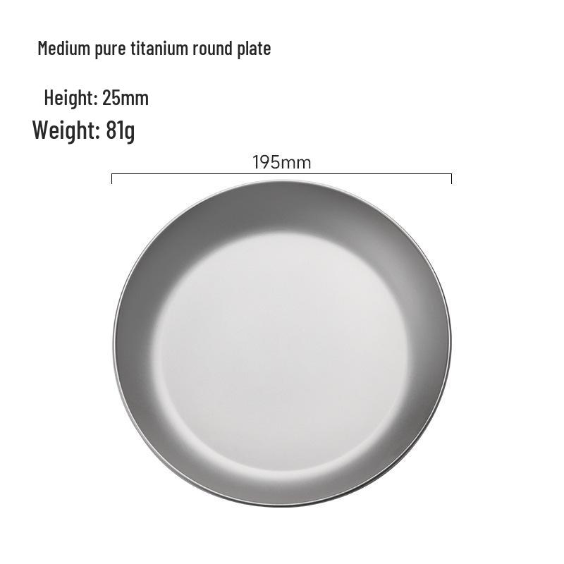 High-End Antibacterial Titanium Dinner Plate: Food-Grade, Multi-Functional, Round, Portable for Household and Outdoor Camping.