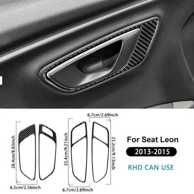 Do Seat Leon MK3 2013 2014 2015 LHD RHD Panel ozdobny klamki drzwi samochodu Naklejka z prawdziwego miękkiego włókna węglowego