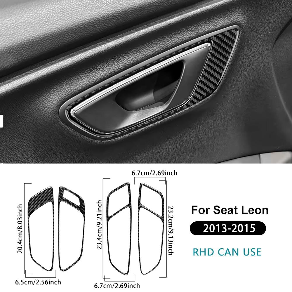 For Seat Leon MK3 2013 2014 2015 LHD RHD Car Door Handle Panel Trim Real Soft Carbon Fiber Sticker
