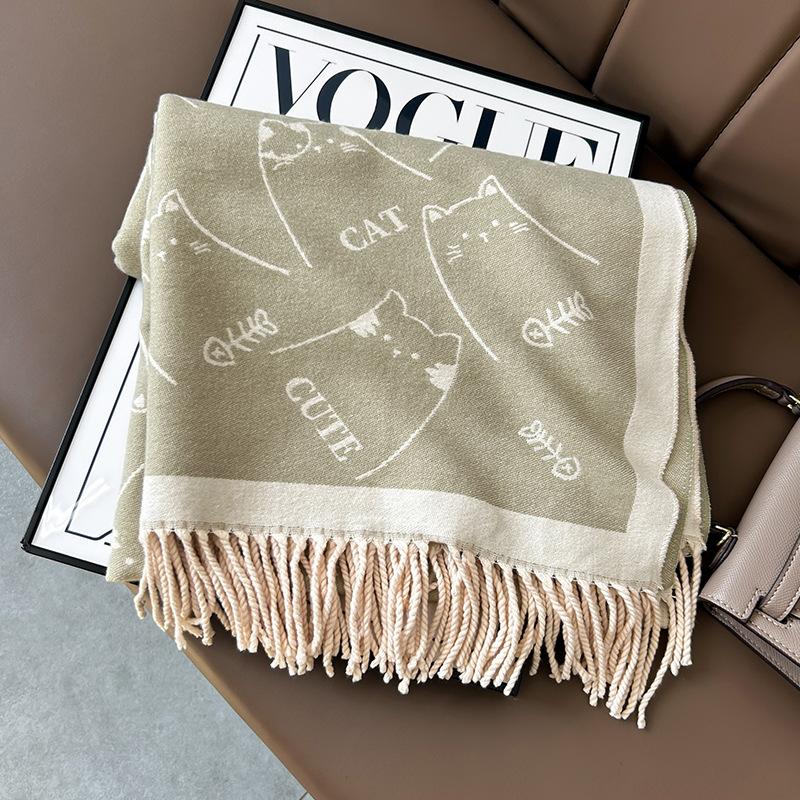 New Winter Double Cored Yarn Scarf Cute and Atmospheric Fashionable Scarf Thickened Warm and High End