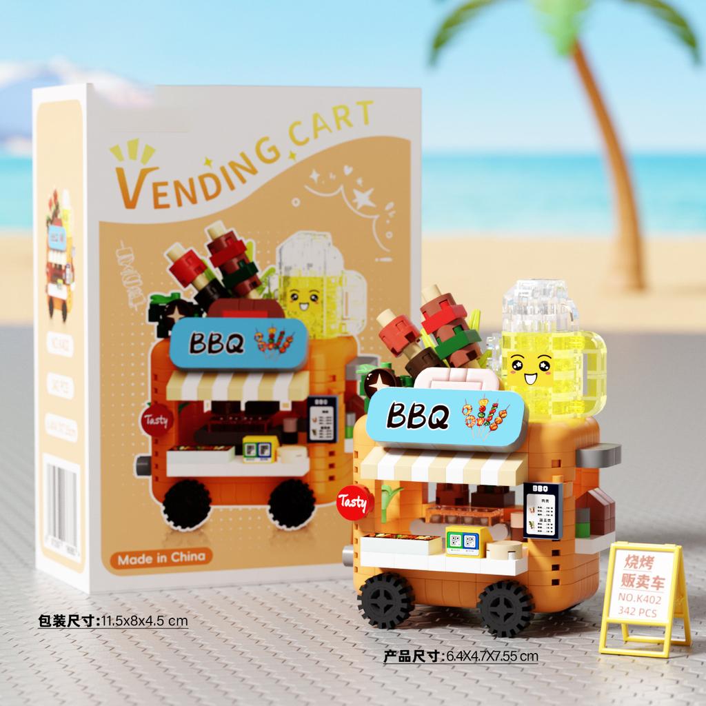 Creative Building Toys Street View Store Model Kits Ice Cream Fruit Cart DIY Micro Particles Blocks Educational Gifts for Adults