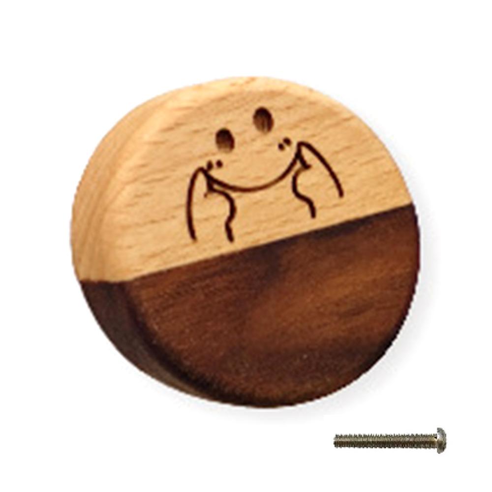 

Creative Round Emoji Drawer Pull Handle Wooden Coat Hanging Hook for Furniture Wardrobe Cabinet E