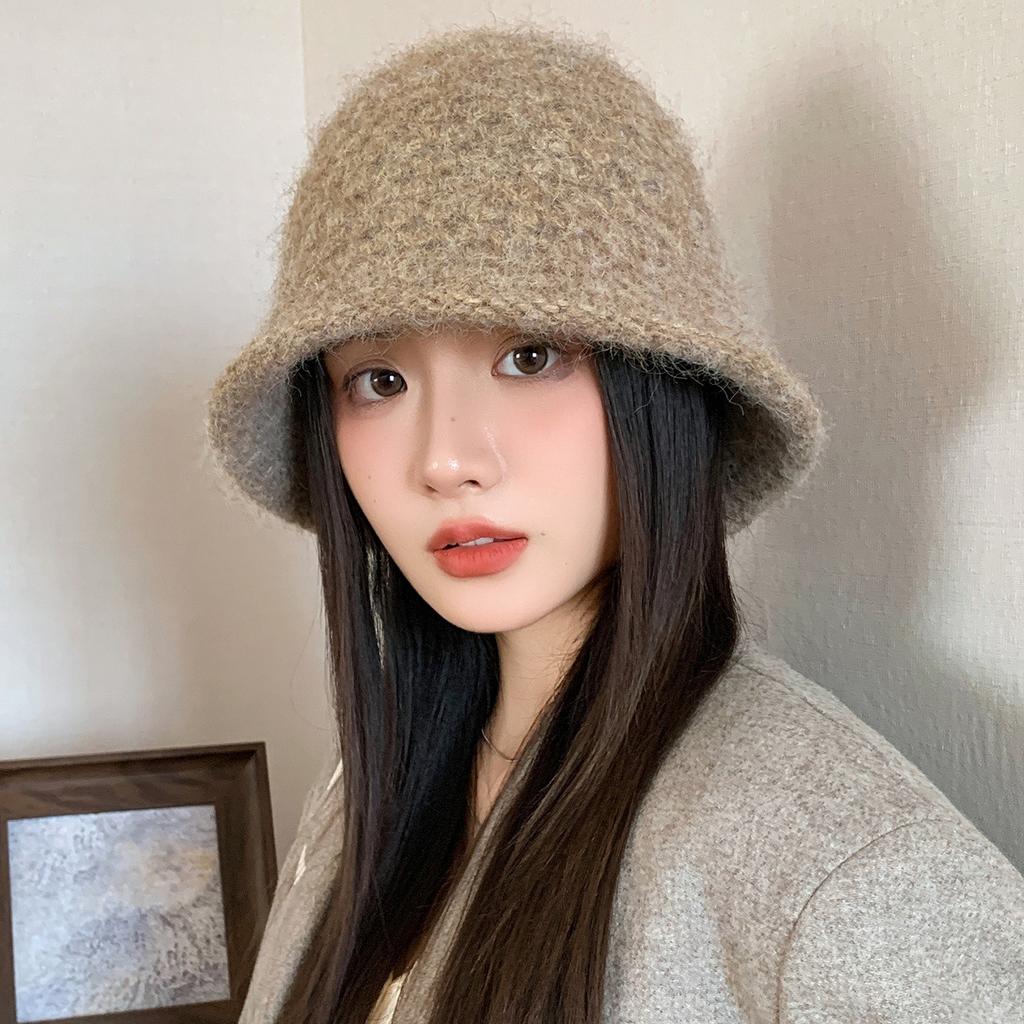 Autumn and Winter New Plush Bucket Hat Women Cold Warm Simple Basin Hat