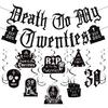 Death To My 20s Decorations - 14pcs Black 30th Birthday Party Decorations Banner Hanging Swirls Rip To My 20s Birthday Decor Party Ceiling Supplies