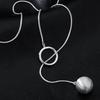 Minimalist Long Sweater Chain Geometric Shape Silver Bead Necklace  Gift