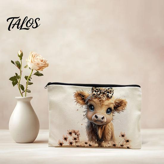 Talos Storage Bag, with Smooth Black Zipper, Large Capacity Thickened Canvas Organizer, for Makeup Stationery Needlework Small Items
