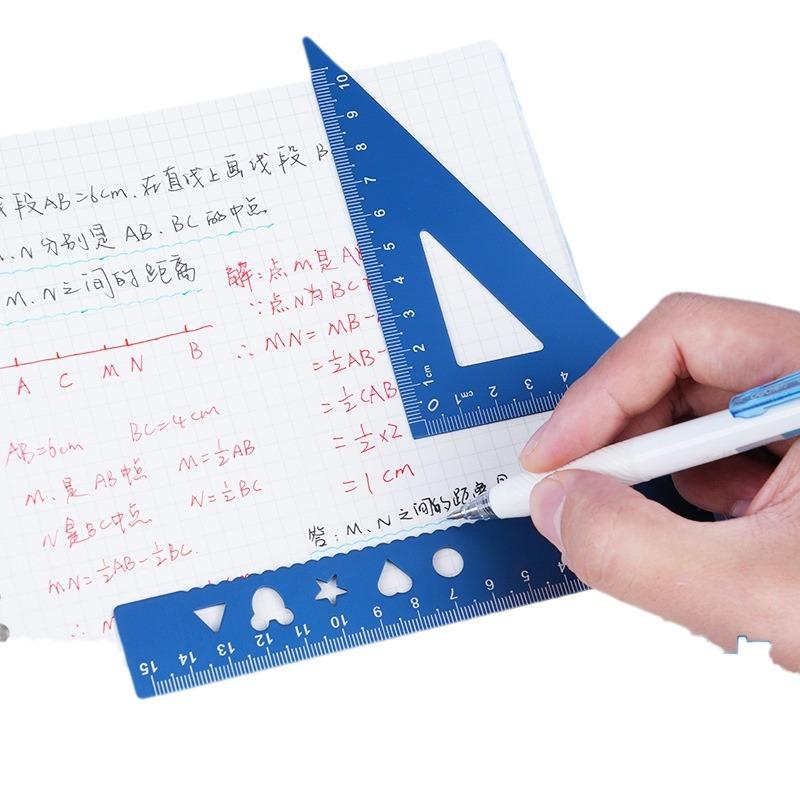 4 in 1 Aluminiumlegierung Lineal Schreibwarenset Aluminiumlegierung Multifunktionales Kombinationslineal Dreieckswinkelmesser zum Zeichnen