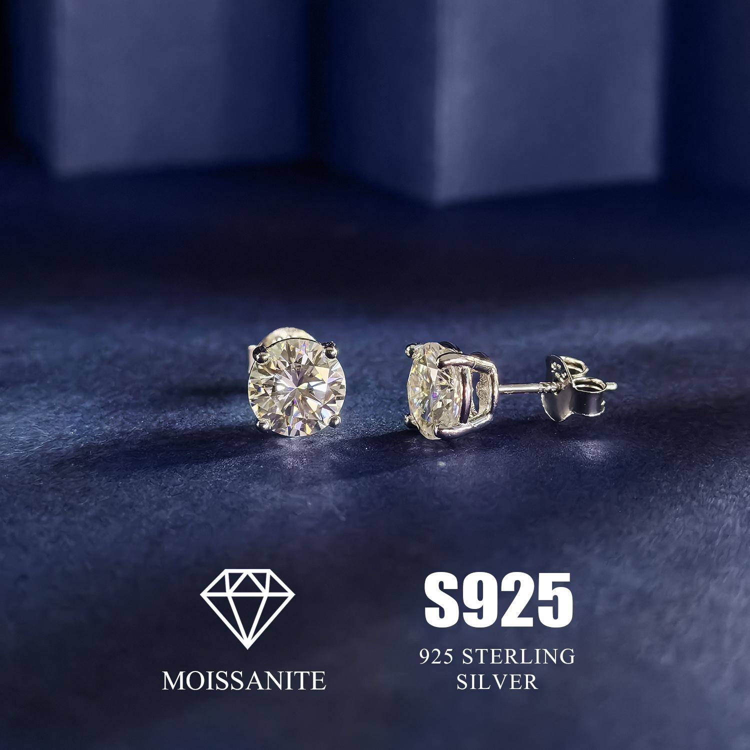 

Umcho Серебряный муассанит 5 мм, серьга-пусета из стерлингового серебра 925 пробы белый