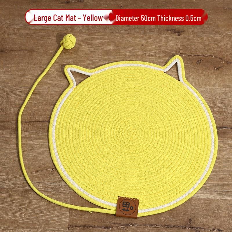 Wear-Resistant Woven Cat Scratching Mat with Self-Entertainment Ball, Cooling Mat, and Sleeping Area