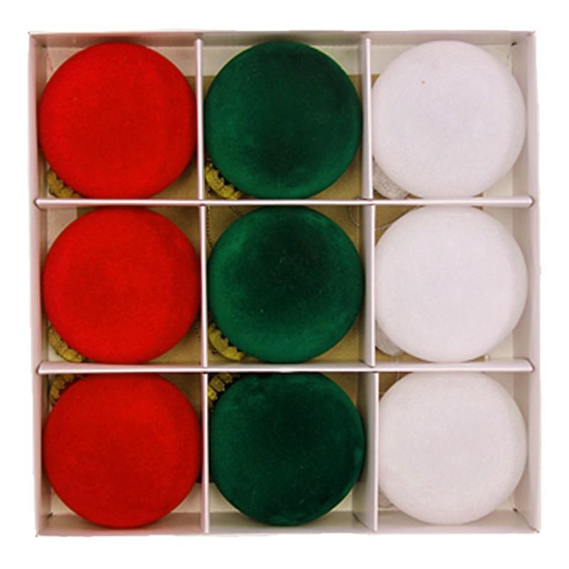 Cross-border Multi-color Flocked Christmas Ornament Set - PET Round and Boxed Balls for Tree Decoration