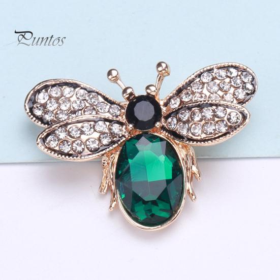 Cute Rhinestones Faux Gem Brooch Pin Bee Shape Suit Lapel Shawl Scarf Badge Wear-resistant Faux Silk Buckle Fashion Accessories