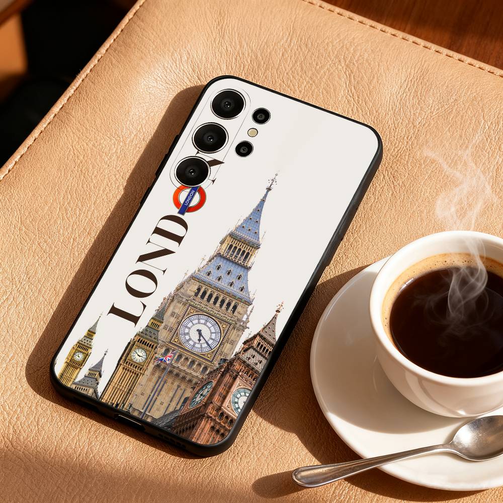 London Whispers Phone Case For Samsung S26,S25,S24,S21,S22,S23,S30,Ultra,S20,FE,Lite,10,9,Black Cover