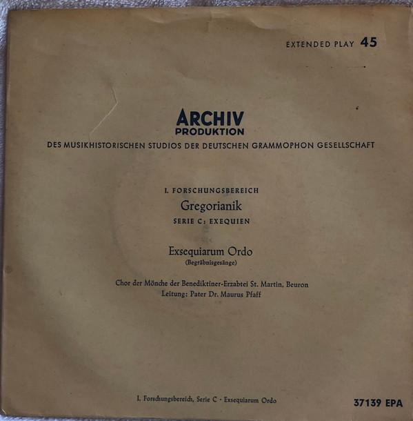 

7inch Record CHOR DER MNCHE DER BENEDIKTINERER Gregorianik Exsequarium Ordo 37139EPA Archiv Produkti 1956 Germany Classical Used