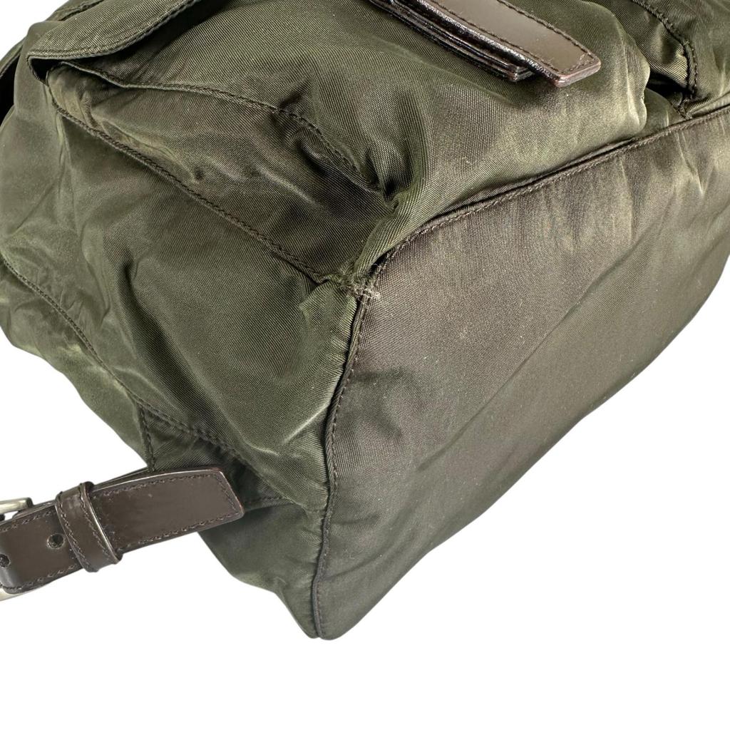 PRADA Triangular logo Backpack Â· Daypack khaki Women used