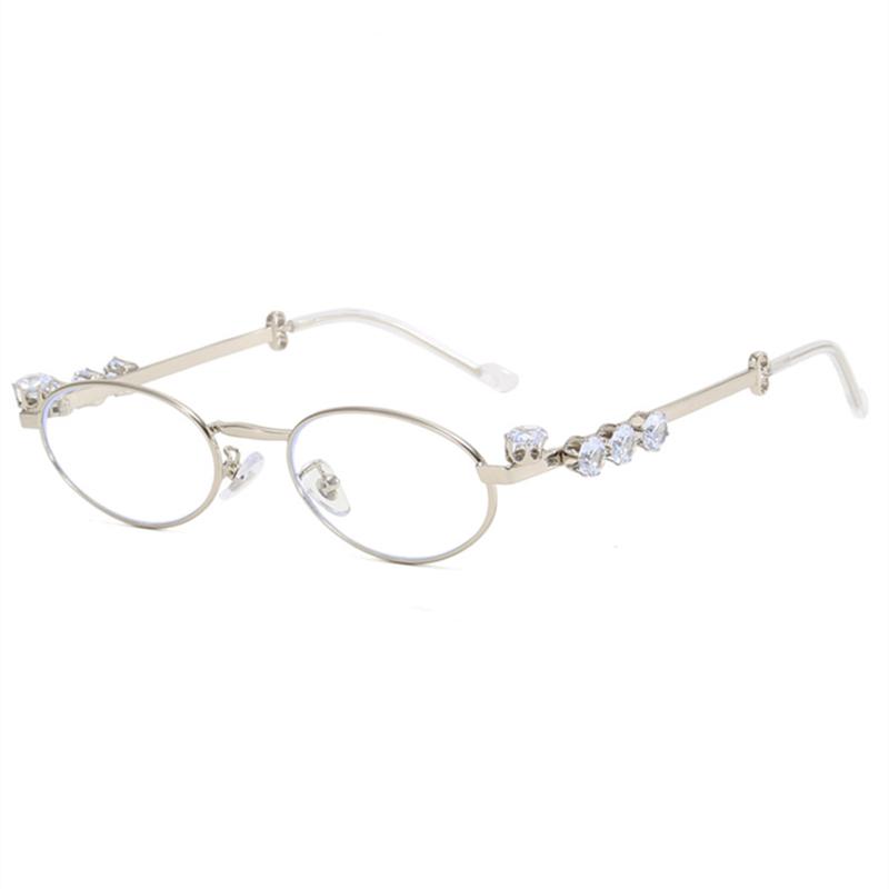 

Diamond Design Fashion Style Brand Vintage Style Ellipse Metal Material Glasses Frame Sunglases Women s Prescription Lenses Nearsightedness myopia-3.75