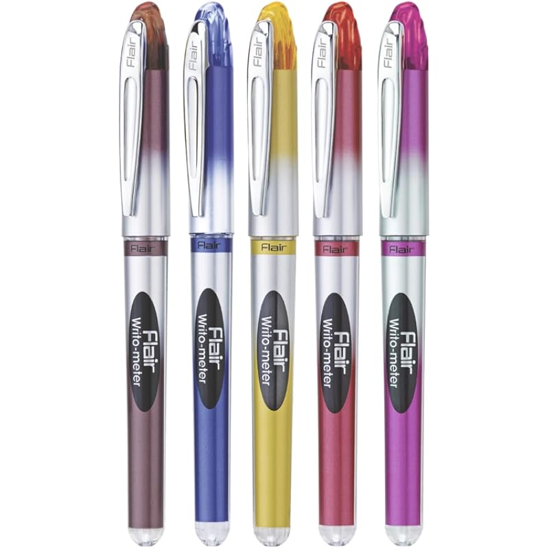 FLAIR Writometer 0.6mm Ball Pen Box Pack | Our Longest Writing Pens | Writes Upto 10,000 Meters | Smooth Ink Flow System