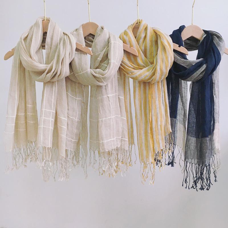 Japanese Rain Dew Linen Primary Color Scarf, Light Women'S Sunscreen Scarf