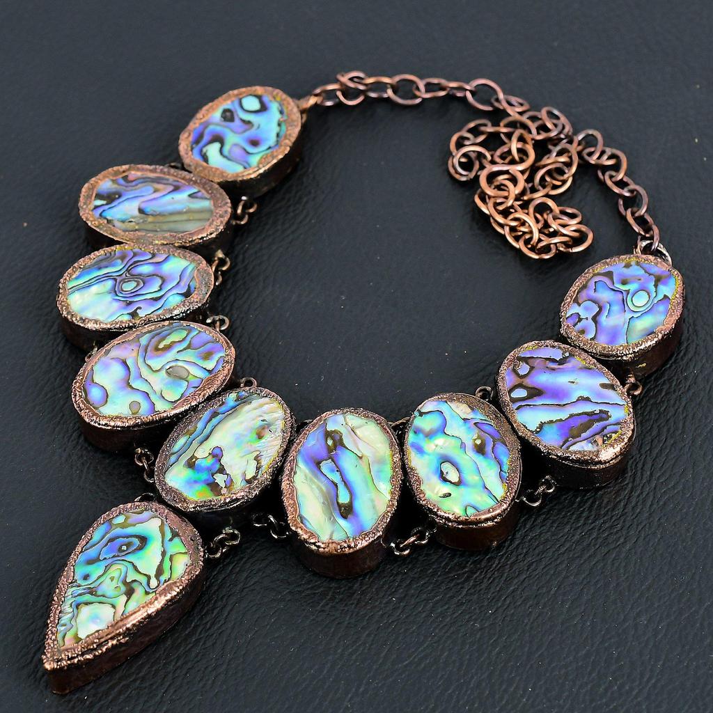 Abalone Shell Necklace, Copper Electroformed Gemstone Jewelry, Handmade Necklace Amazing Jewelry, Gift For Her