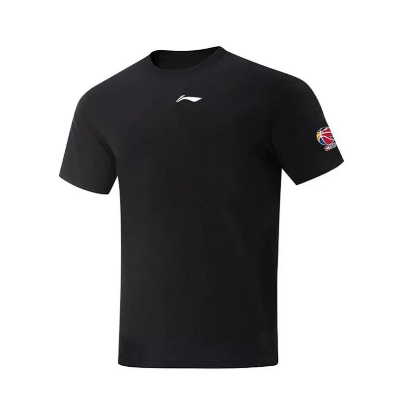 Li Ning T Shirts Unisex Black Crew Neck Moderate Straight Fit AHSVE61-1 S