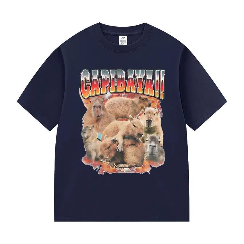 Capybara Meme Graphic Tee 100 Premium Cotton Vintage Washed Oversized Unisex Street Fashion Women And Men Tshirts