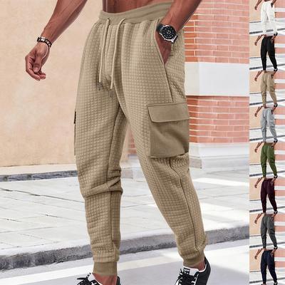 Herren Sport Dicke Mehrfach-Taschen Jacquard Kleine Quadratische Lässige Arbeitshose Herrenbekleidung Streetwear Herren Cargohose