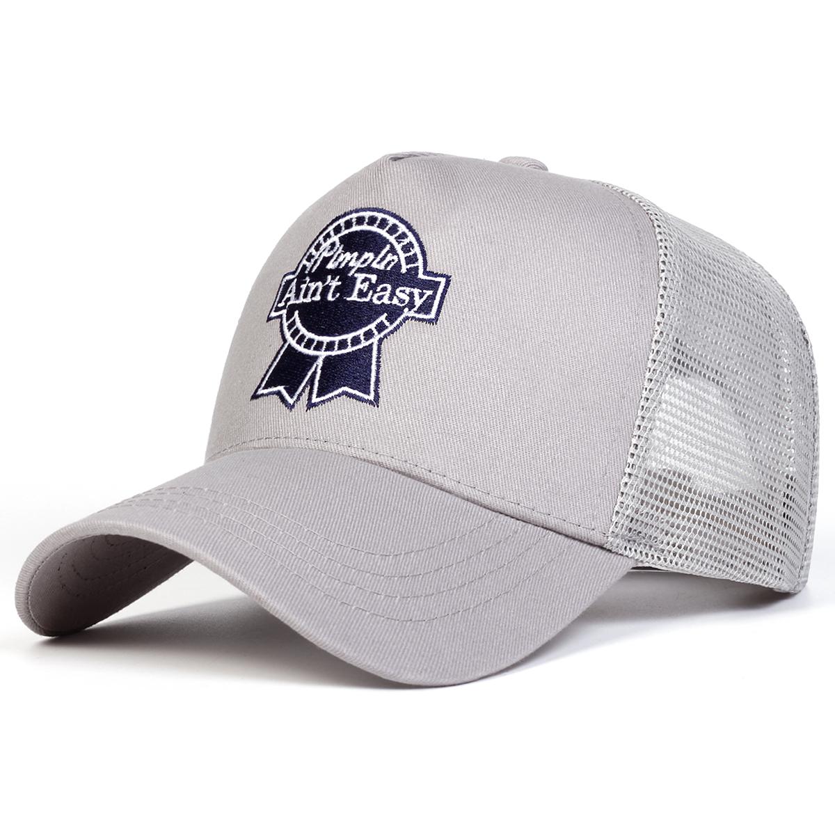 

Унисекс Ain t Easy Letter Вышитые бейсболки с сеткой для улицы Регулируемая весенне-летняя повседневная солнцезащитная шляпа серый