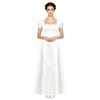 Maxikleid mit quadratischem Ausschnitt und Puffärmeln, mit Kunstperlen, Empire-Taille, Knöpfe hinten, Satin, Regency-Kleid für Damen, Party, Ball