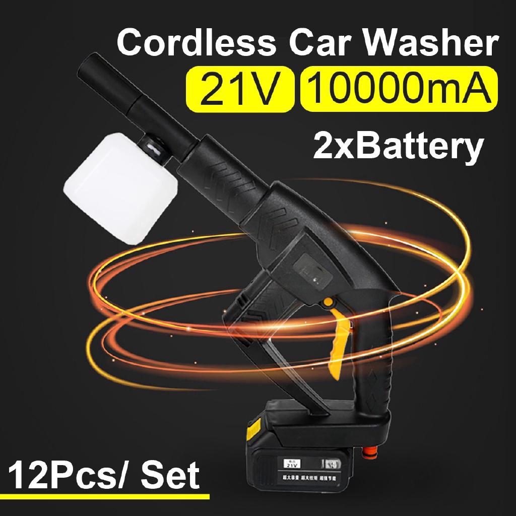 

Беспроводная аккумуляторная автомойка 12 шт./набор 0,9 МПа Мойка высокого давления + 2 аккумулятора 10000 мАч Мытье 21 В