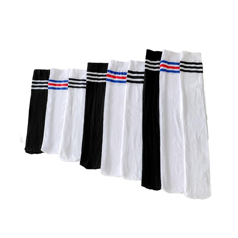 Women's Spring and Summer Thin Preppy Style Three Bar Stripes Long Leg Socks