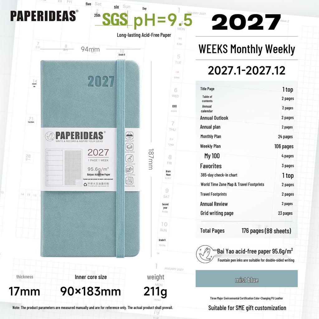 2026 Portable Weekly Planner: Leather-Covered Diary & Time Management Book