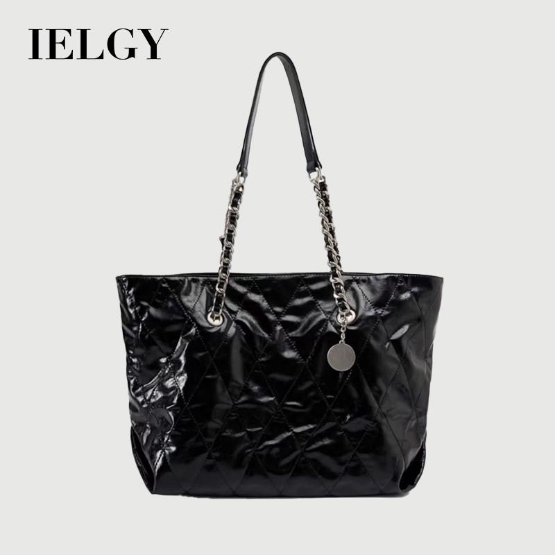 IELGY Ladies Tote Bag Black Large Capacity Commuter Shoulder Chain Stray Bag